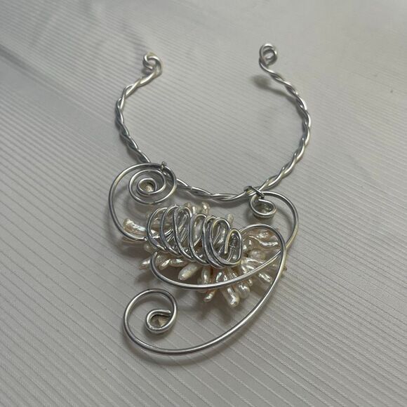 Jeff Lieb Statement Modern Wire Choker Art To Wear Necklace Signed - Picture 5 of 6